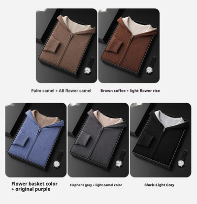 Cardigan Cashmere con Capucha y Cierre de Doble Cara para Hombre - Image 26