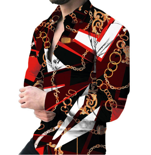 Camisa Casual de Manga Larga con Estampado para Hombre - Image 22