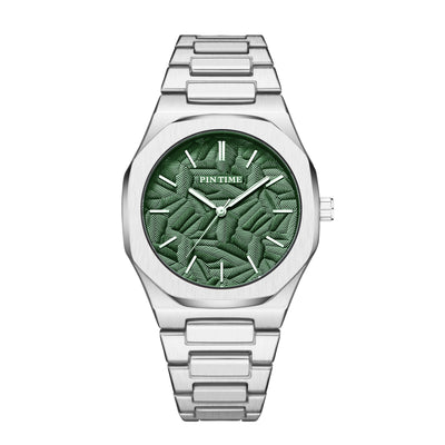 Reloj Impermeable para Hombre con Esfera Grabada en Relieve de Hoja de Palma - Image 5