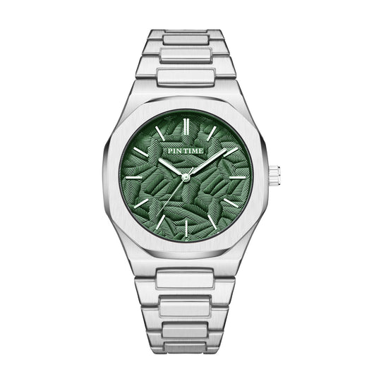 Reloj Impermeable para Hombre con Esfera Grabada en Relieve de Hoja de Palma - Image 5