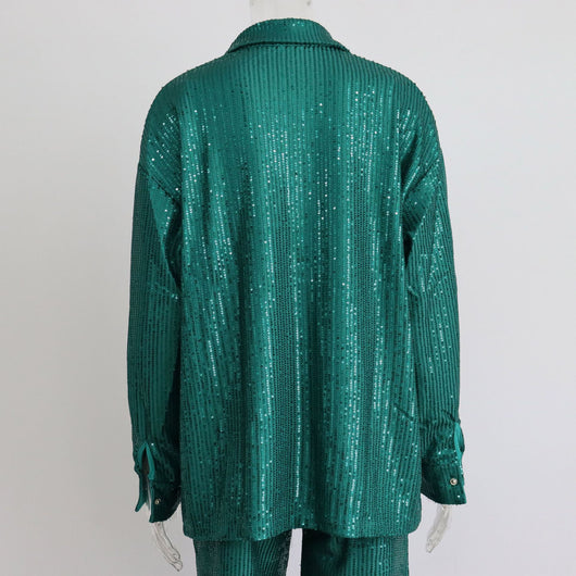 Conjunto de 3 Piezas: Chaleco Lentejuelas Escote V, Blusa Manga Larga y Pantalón Recto - Image 18