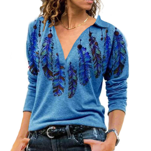 Blusa Retro Cuello V Manga Larga para Mujer - Image 4