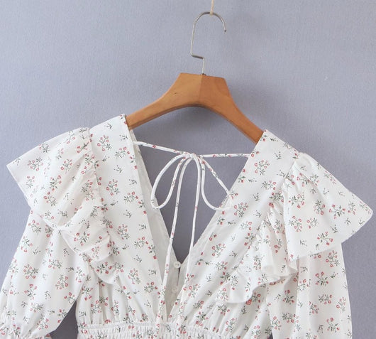 Vestido Estampado Especiado con Mangas Abullonadas y Cordones - Image 12