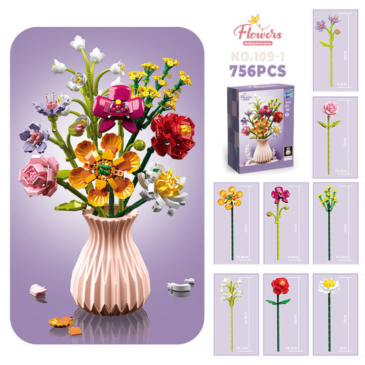 Bloques de Construcción Flores con Piezas Pequeñas - Juguete Educativo Armable - Image 6