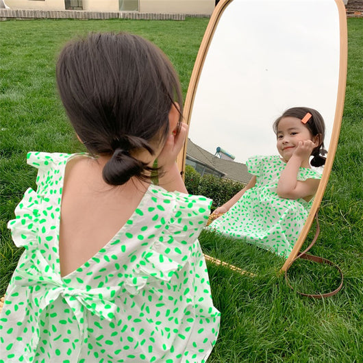 Vestido Princesa de Algodón para Niña con Escote V y Mangas Volantes - Image 14