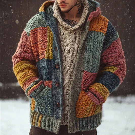Cardigan Casual Hombre con Estampado Abstracto Largo - Image 2
