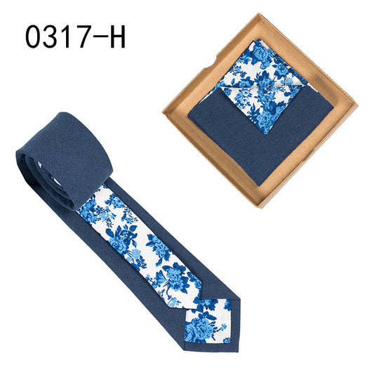 Corbata de Algodón con Estampado Floral y Pañuelo de Bolsillo - Image 15