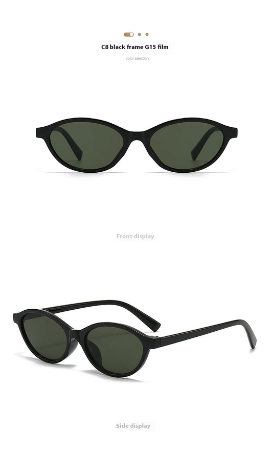 Retro fashion small frame sunglasses with translucent brown frames and yellow oval lenses, viewed from an angle. - Image 26