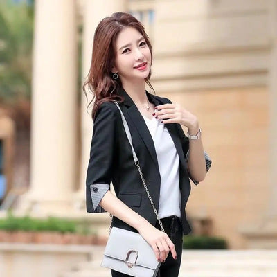 Traje de Negocios Slim Fit Elegante con Mangas Tres Cuartos - Image 6