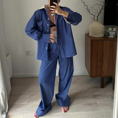 Conjunto Formal Pantalón y Camisa Polo a Rayas - Image 7
