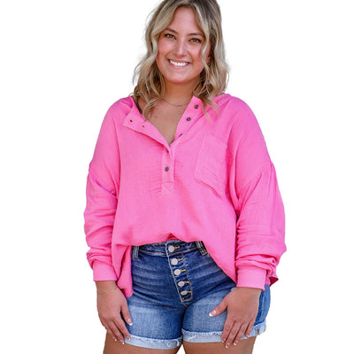 Camiseta Suelta de Color Liso Talla Grande para Mujer - Image 5