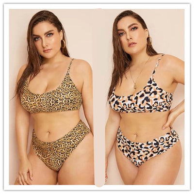 Bikini Triangular Estampado Leopardo para Tallas Grandes con Abertura Lateral - Image 8