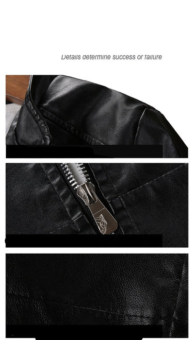 Chaqueta de Cuero PU para Motocicleta con Cuello de Pie Hombre - Image 3