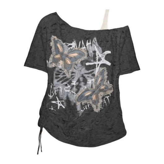 Blusa Mariposa Holgada con Hombro Descubierto - Manga Corta - Image 15