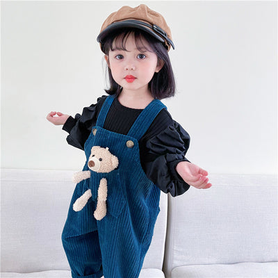 Overol de Pana Pocket Bear Versión Coreana para Niños y Niñas - Image 9