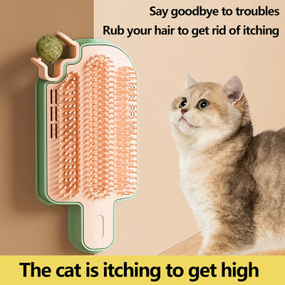 Juguete Interactivo para Gatos - Rascador de Esquina con Bola de Menta y Plumas
