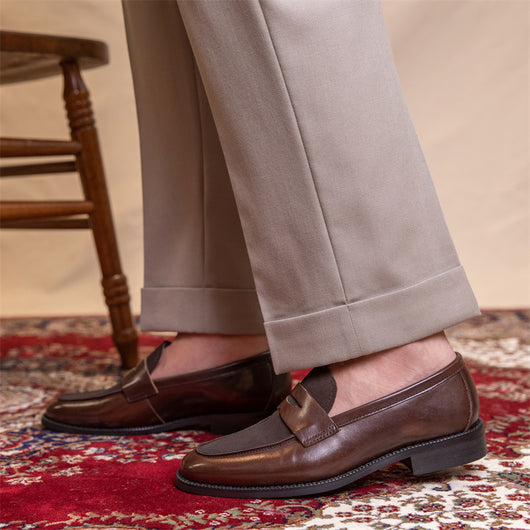 Zapatos Casuales de Cuero para Hombre con Punta Cuadrada y Bloques de Color - Image 3