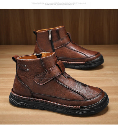 Botas Altas de Cuero para Hombre - Estilo Cargo Versátil - Image 11