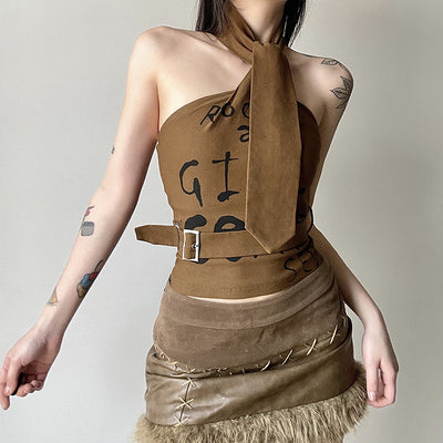 Top Halter Ajustado con Cuello Anudado y Espalda Descubierta - Image 21