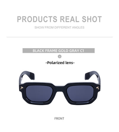 Men's square frame sunglasses with a two-tone brown and black frame, dark green lenses, and tortoise shell temples. - Image 34