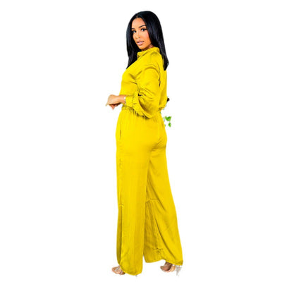 Conjunto Elegante de Blusa Manga Larga y Pantalón Ancho - Image 7
