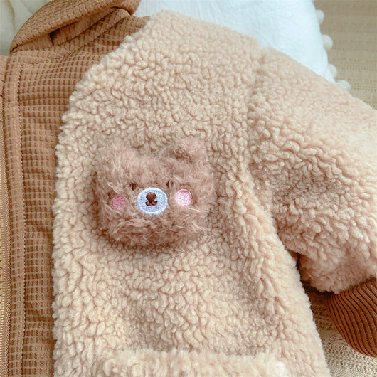 Abrigo Infantil Estilo Coreano Osito Adorable con Forro de Algodón Acolchado - Image 3