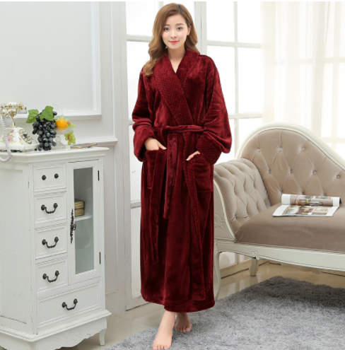 Pijama Térmica de Franela para Parejas - Bata de Invierno en Polar Coral Talla Grande - Image 3