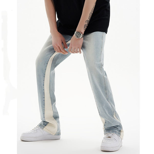 Pantalones Vaqueros Casuales con Diseño Patchwork para Hombre