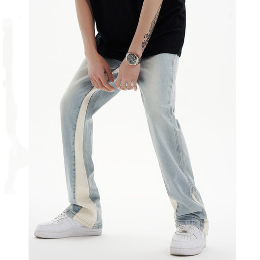 Pantalones Vaqueros Casuales con Diseño Patchwork para Hombre - Image 2