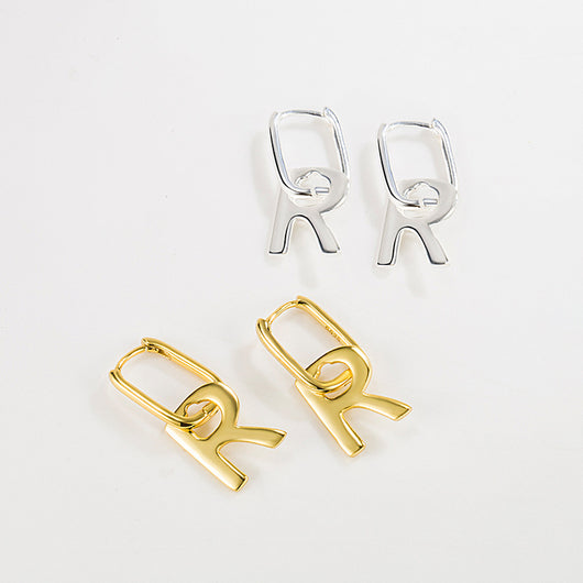 Aretes Letra R Plata 925 Estilo Fashion - Image 10