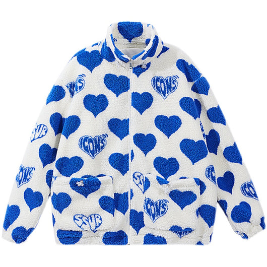 Chaqueta Sherpa con Corazones para Parejas - Estilo Casual y Trendy - Image 8