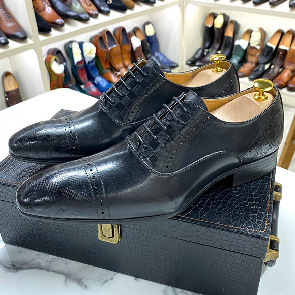 Zapatos de Cuero Marrón y Negro para Negocios Casuales