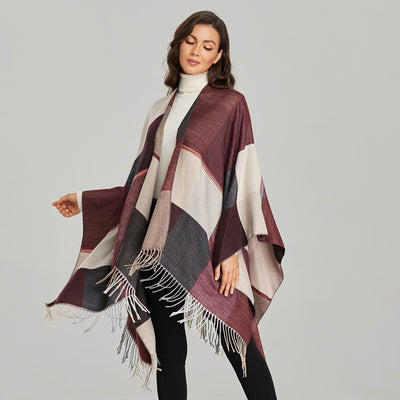 Chal Retro Grueso y Cálido con Textura Jacquard - Estilo Vintage Elegante - Image 19