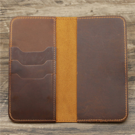 Billetera Larga de Cuero Crazy Horse para Hombre con Portadocumentos - Image 2