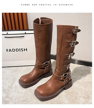 Botas Martin de Cuero Genuino con Tacón Robusto y Hebilla Retro para Mujer - Image 24