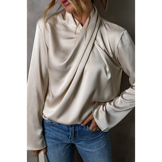 Blusa de Satén y Gasa en Colores Sólidos - Image 4