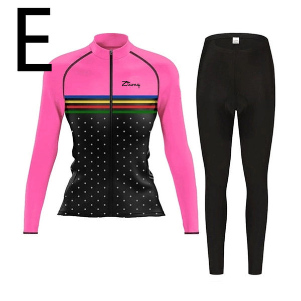 Conjunto Ciclista de Manga Larga con Culotte: Jersey y Pantalón Acolchado para Ciclismo y Trail