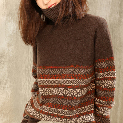 Suéter Tejido Jacquard Cuello Alto Mujer Oversize - Image 6