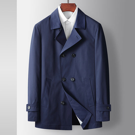 Abrigo Tipo Trench Doble Botonadura Lujo Ligero para Hombre - Image 5