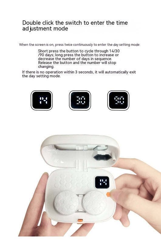Pearl white automatic ultrasonic cleaning machine with honeycomb texture and digital display for invisible glasses. - Image 17