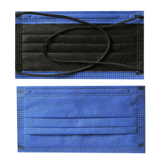 Black and sage green disposable protective mask with crossed ear straps, showing pleated design and non-woven fabric. - Image 16