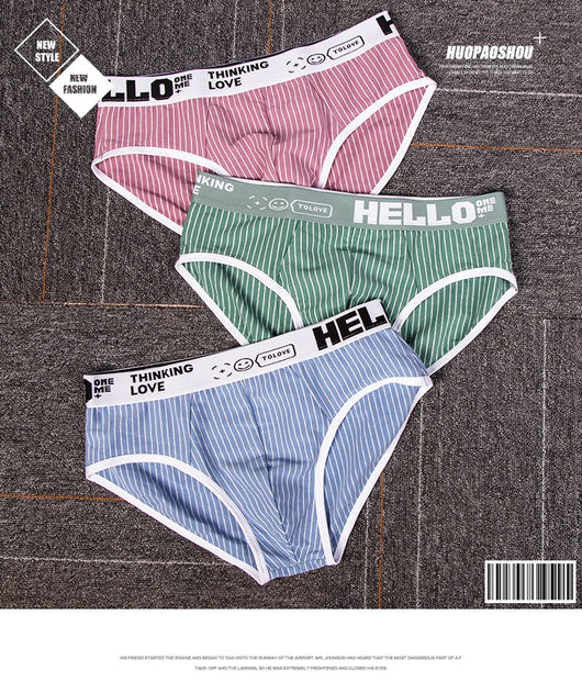 Calzoncillos Tipo Slip Rayas Algodón Hombre Cintura Baja Transpirables - Image 13