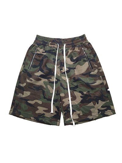 Pantalones Cargo Camuflaje Desgastado con Cordón Ajustable - Image 5