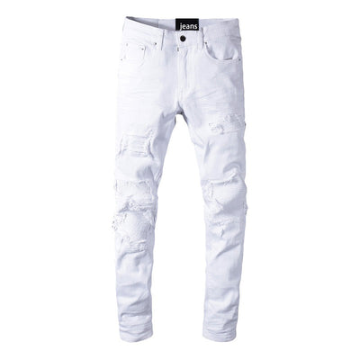 Jeans Slim Rotos de Moda para Hombre con Parches - Image 7