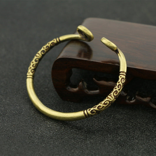 Pulsera Brazalete de Cobre Puro Tejida a Mano con Acabado Bronce Antiguo - Image 3