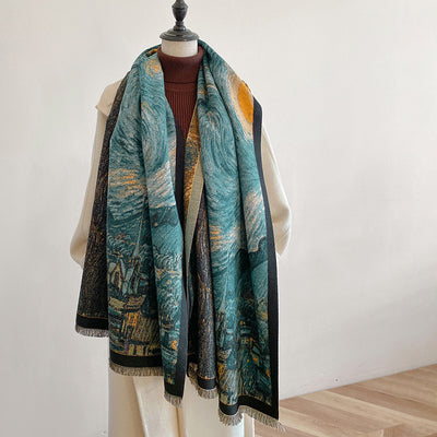 Bufanda Artística Gruesa de Cachemira con Estampado Coordinado para Otoño e Invierno - Image 9