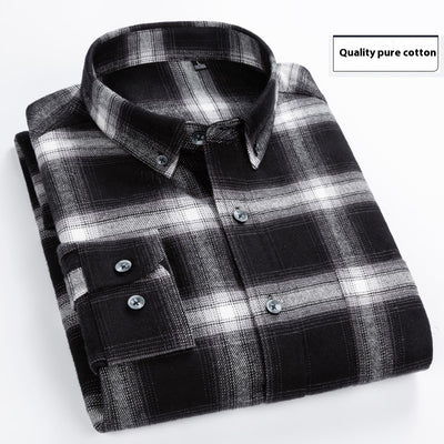 Camisa de Cuadros Algodón Peinado Manga Larga para Hombre - Casual Profesional Otoño Invierno - Image 4