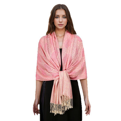 Bufanda Étnica Vintage con Flecos y Tejido Jacquard para Mujer - Image 5