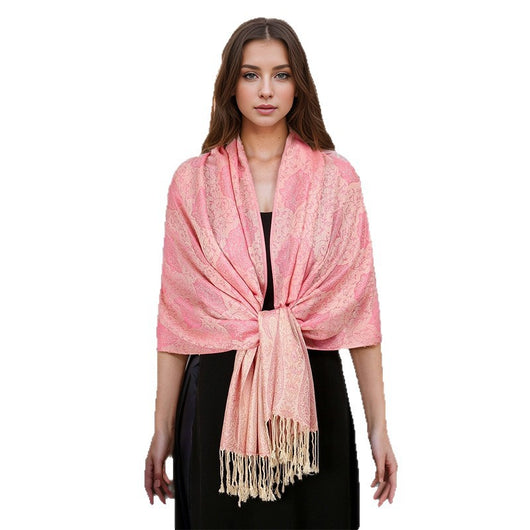 Bufanda Étnica Vintage con Flecos y Tejido Jacquard para Mujer - Image 5