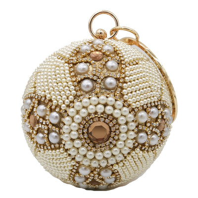 Bolso de Mano Redondo con Perlas y Diamantes - Image 11